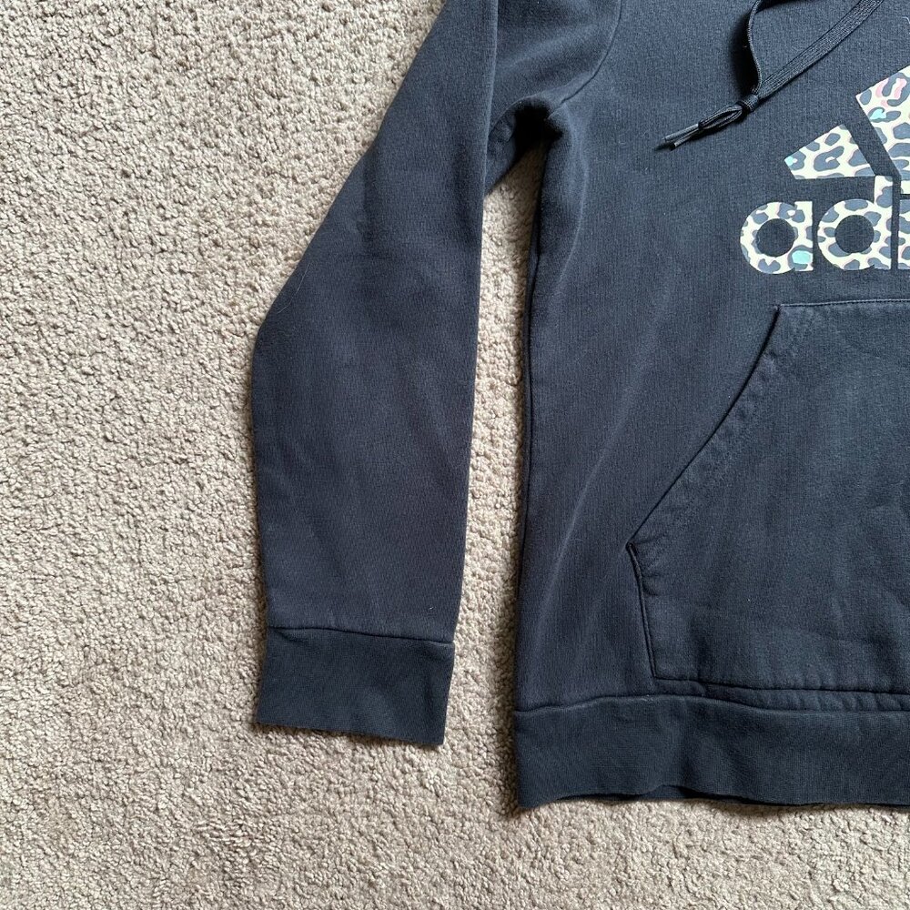 Adidas Sweatshirt Girls Large Pullover Hoodie Black Long Sleeve Pockets - Picture 5 of 11